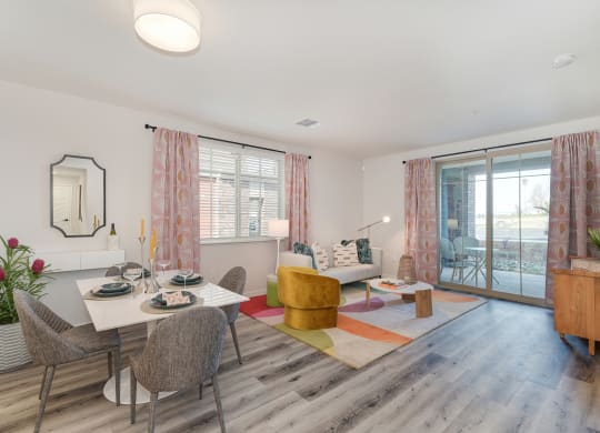 Dining and living room at Sierra Gateway Apartments, California