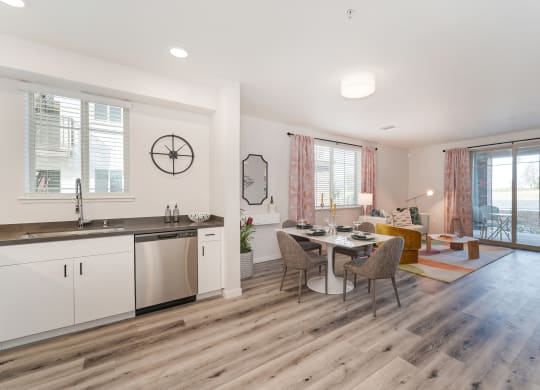 Model Kitchen dining at Sierra Gateway Apartments, Rocklin, CA, 95677