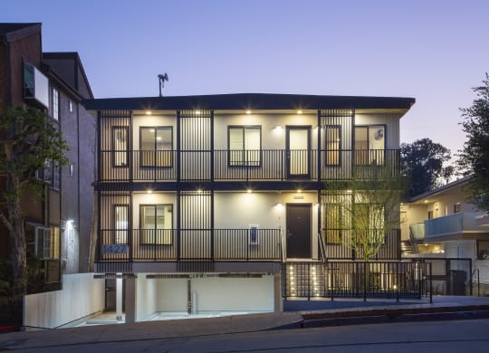 West-LA-apartments-NMS-Olive-nightime-exterior-front-view