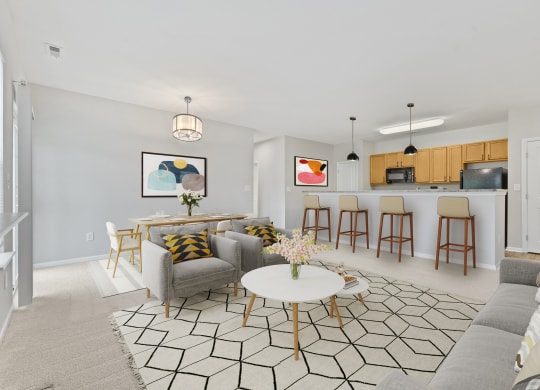 Well Lit Living Room at Aspen Lakes Apartments, Indianapolis, IN