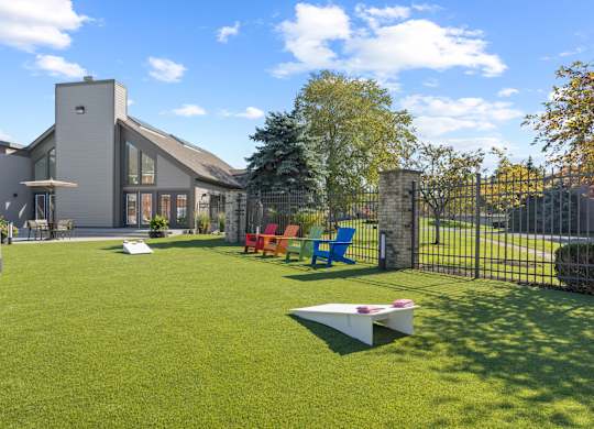 Yard with a fence at Lakes of Carmel Apartments, Indiana, 46032