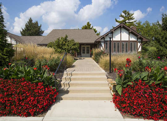 Clubhouse Exterior at Woodland Springs Apartment Homes, Indiana