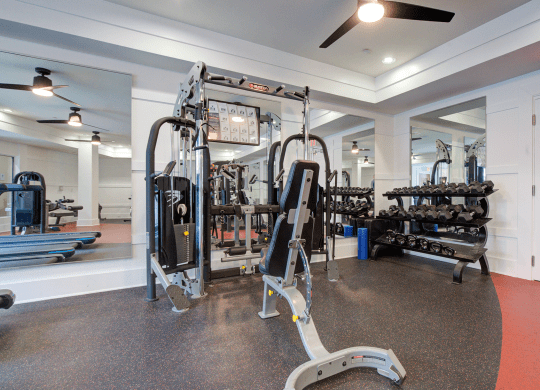 the gym at the enclave at woodbridge apartments in sugar land, tx  at Link Apartments® Brookstown, Winston Salem, NC, 27101