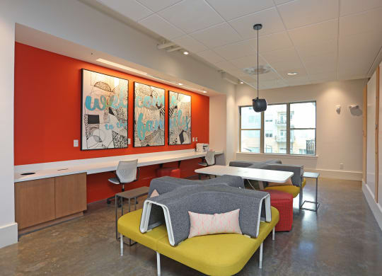 Study Lounge at Link Apartments Innovation Quarter, Winston Salem