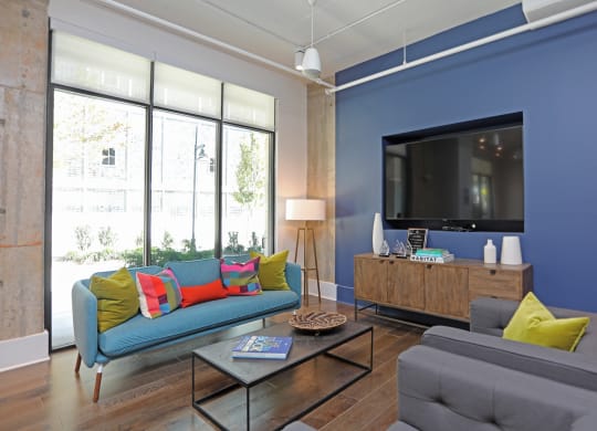 Clubroom With Smart TV at Link Apartments Innovation Quarter, Winston Salem, North Carolina