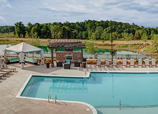 Lakeside Pool and sundeck at LangTree Lake Norman Apartments, Mooresville, 28117