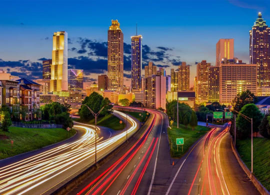 a view of the atlanta skyline  at Link Apartments® Canvas, Atlanta, GA, 30312