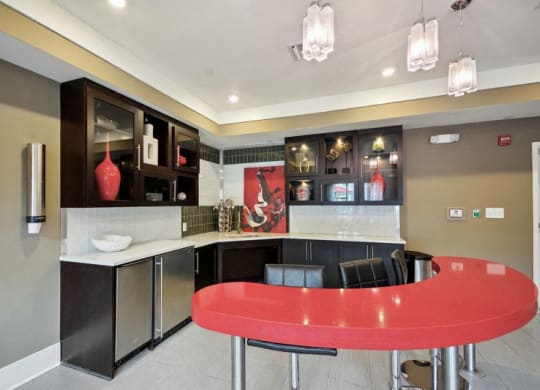 a colorful room with a reflection of a mirror at Link Apartments® Brookstown, Winston Salem, North Carolina