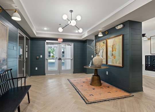 Ovata at Reedy Creek Senior Apartments in Charlotte NC entrance and mailroom