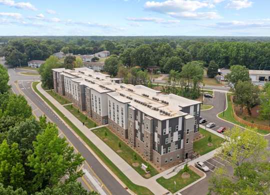 Ovata at Reedy Creek Senior Apartments in Charlotte NC Exterior from Above Building
