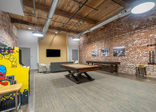 Converse Mill Lofts Apartments Recreation and Gaming Lounge with pool table