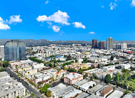 A cityscape with buildings and a clear sky at Twelve One Ten Rochester, Los Angeles, CA 90025