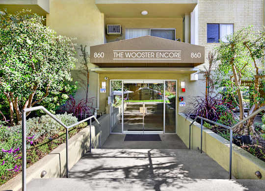 The entrance to a building called The Wooster Encore at Wooster Encore Apartments, Los Angeles, CA 90035
