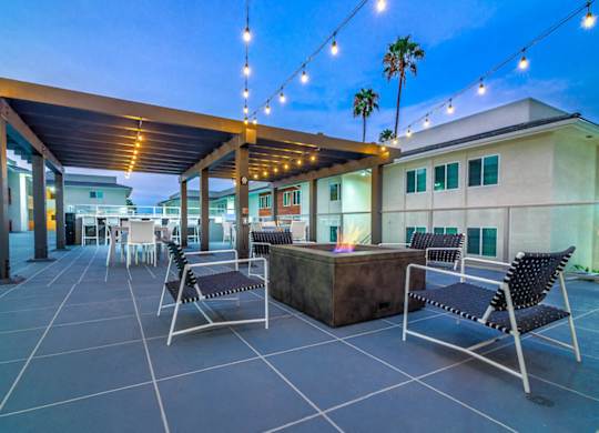 BBQ Grilling Area with fire pit at Bixby Hill Apartments, Long Beach, CA