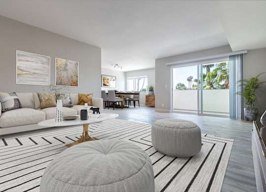 Living Room Interior at Bixby Hill Apartments, Long Beach, CA