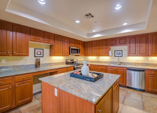 Clubhouse kitchen at Monarch at Dos Vientos, California