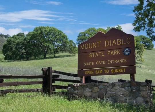 a sign for mount diablo state park  at Falcon Bridge at Gale Ranch, San Ramon, CA, 94582