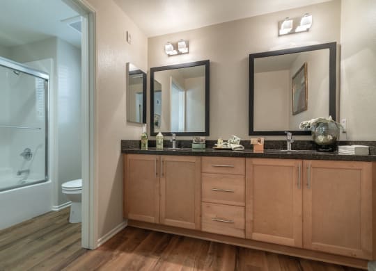 Bathroom With Vanity Lights at Sonoma at Porter Ranch, Porter Ranch, CA, 91326