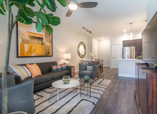 Living and dining room at Montecito Apartments at Carlsbad, Carlsbad, California