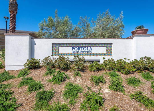 sign at Portola Senior Apartments, Carlsbad, CA, 92010