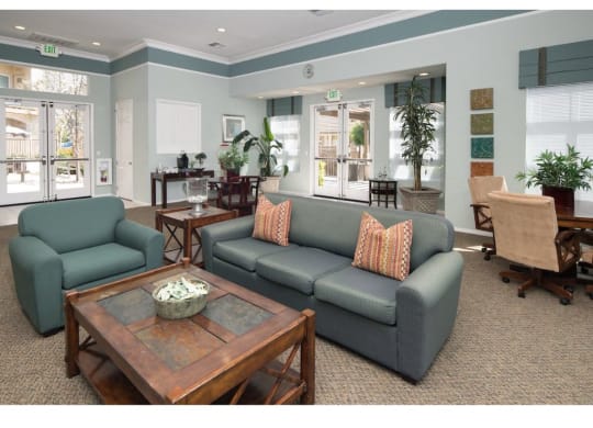 a living room with two couches and a coffee table  at Seville at Gale Ranch, California, 94582