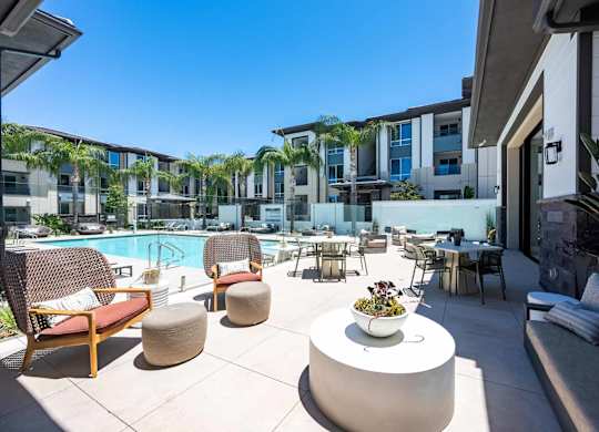 Pool side patio at The Overlook Santa Clarita, Santa Clarita, CA, 91350