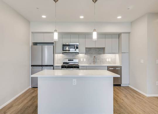 Kitchen with stainless steel appliances at The Overlook Santa Clarita, CA 91350