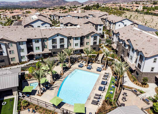 Aerial view of The Vineyards Apartments, Porter Ranch, CA