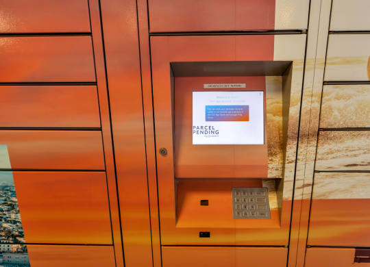 package lockers at Midvale Apartments, California