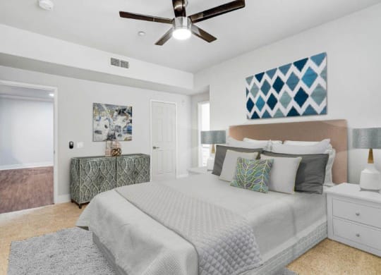 Bedroom With Ceiling Fan at Canyon Crest, Riverside, CA