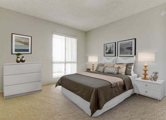Bedroom decor at Meridian Apartments, Los Angeles, CA, 90066