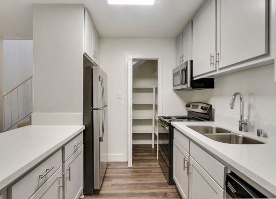 Kitchen cabinets at Meridian Apartments, Los Angeles