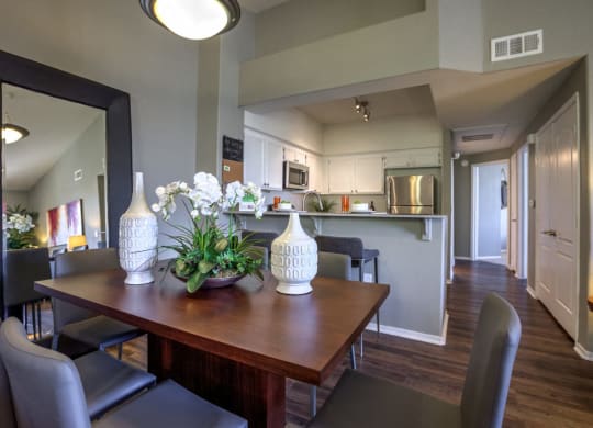 wooden table at Milan Apartment Townhomes, Nevada, 89183