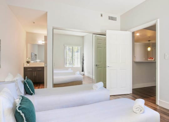 Bedroom With Bathroom at The Plaza Apartments, Los Angeles, CA, 90024