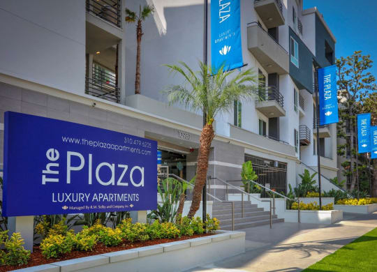 Welcoming Property Signage at The Plaza Apartments, Los Angeles, CA