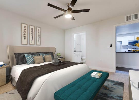 Bedroom With Ceiling Fan at Rancho Serene, Las Vegas, NV, 89123