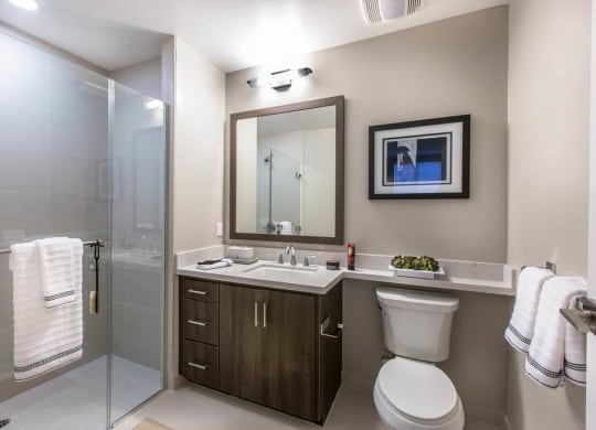 Renovated Bathroom at The Adler Apartments, Los Angeles, CA