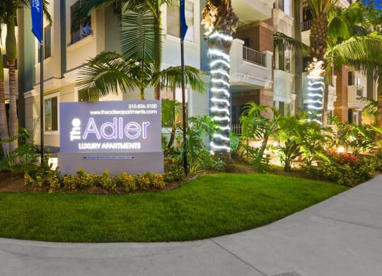 Exterior View In Night at The Adler Apartments, Los Angeles, CA, 90025