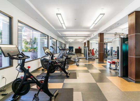 Fitness Center With Modern Equipment at The Adler Apartments, California, 90025