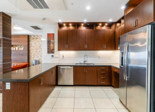 Refrigerator And Kitchen Appliances at The Adler Apartments, California, 90025
