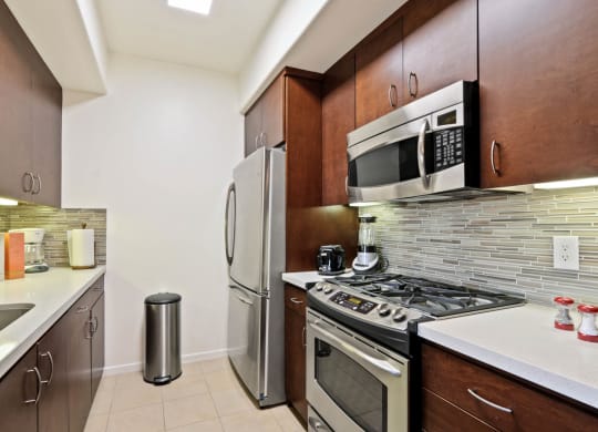 Fully Equipped Kitchen at The Adler Apartments, California