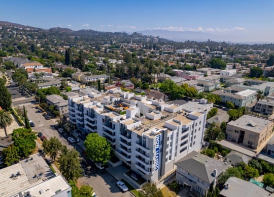 an aerial view of an apartment complex in los angeles
