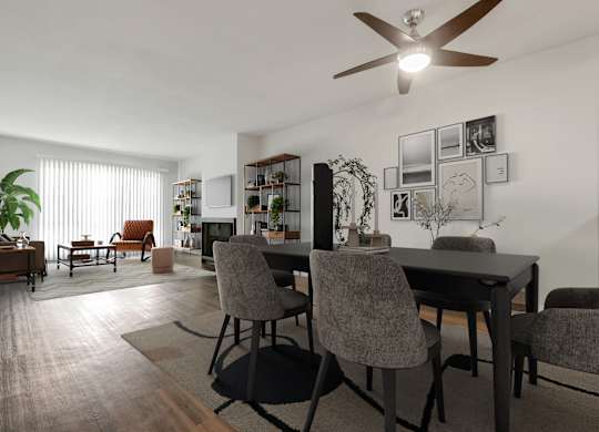A modern dining room with a table set for four at Waverly, Los Angeles