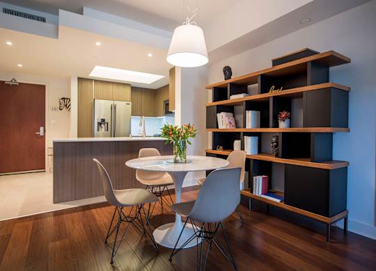 Dining Room and Kitchen View at Wilshire Margot, Los Angeles 