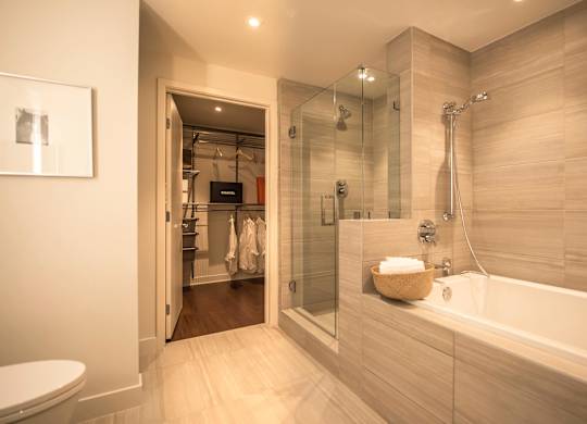 Master bathroom and Closet at Wilshire Margot, Los Angeles, CA 90024 