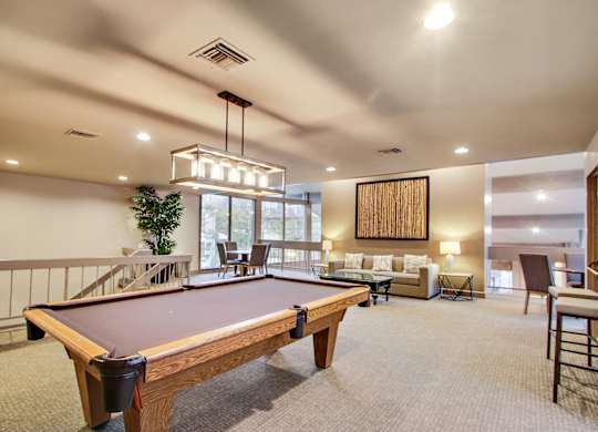 Two-story recreation room with Wi-Fi, Billiards, carpet flooring