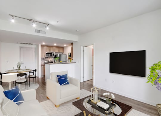Living Area With TV at Vues on Gordon, Los Angeles, CA 