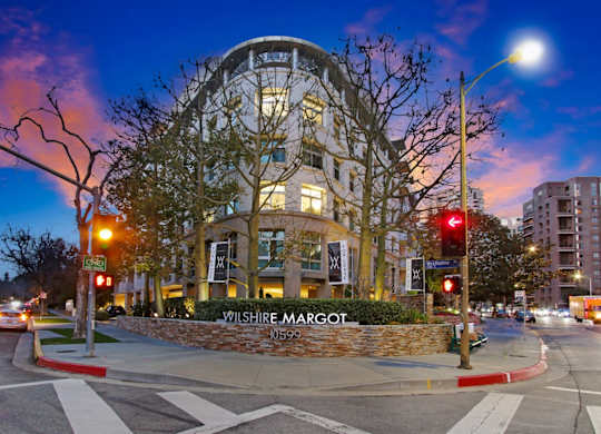 Building View In Night at Wilshire Margot, Los Angeles, CA 90024