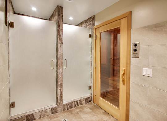 Sauna with two shower room, recessed lightings