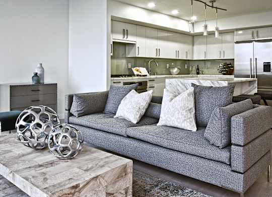 a living room with a couch and a coffee table